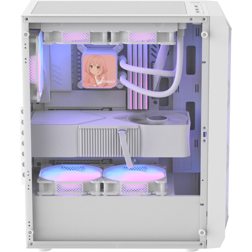 Компьютерный корпус Formula V Line Air Power G9 DUO PA White, ATX, TYPE-C*1, USB3.0*2, MESH/GLASS FR