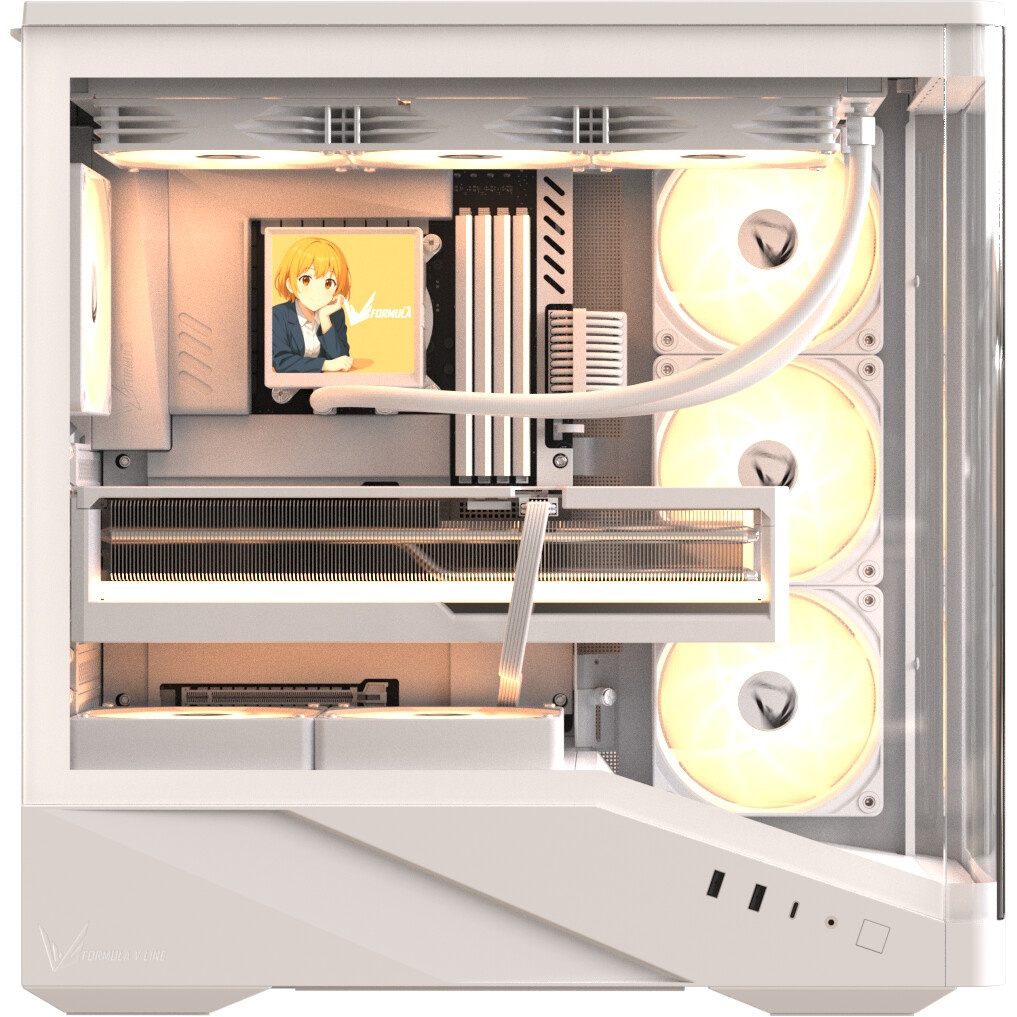 Компьютерный корпус Formula V Line Crystal U9 PA White, ATX, TYPE-C*1, USB3.0*2, Curved Glass, SIDE