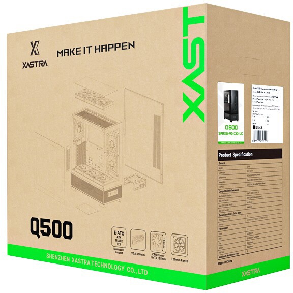 Компьютерный корпус Formula V Line Crystal U9 PA Black, ATX, TYPE-C*1, USB3.0*2, Curved Glass, SIDE