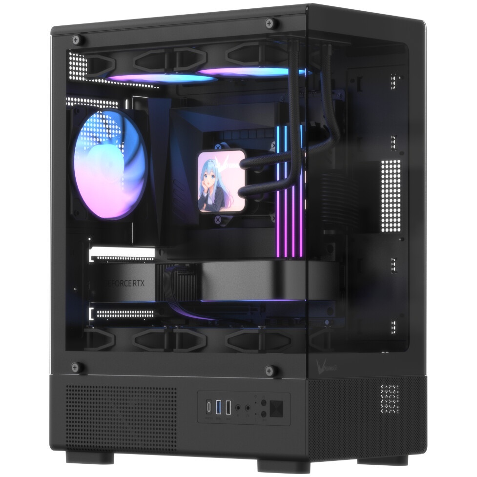 Корпус Formula Crystal Z1CM v2 черный без БП mATX 5x120mm 1xUSB3.0 audio bott PSU