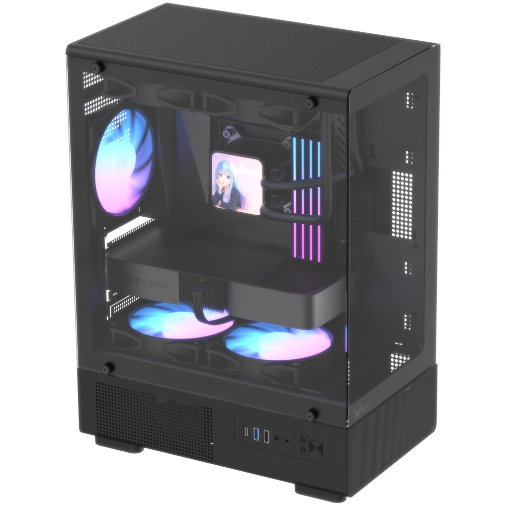 Корпус Formula Crystal Z1CM v2 черный без БП mATX 5x120mm 1xUSB3.0 audio bott PSU