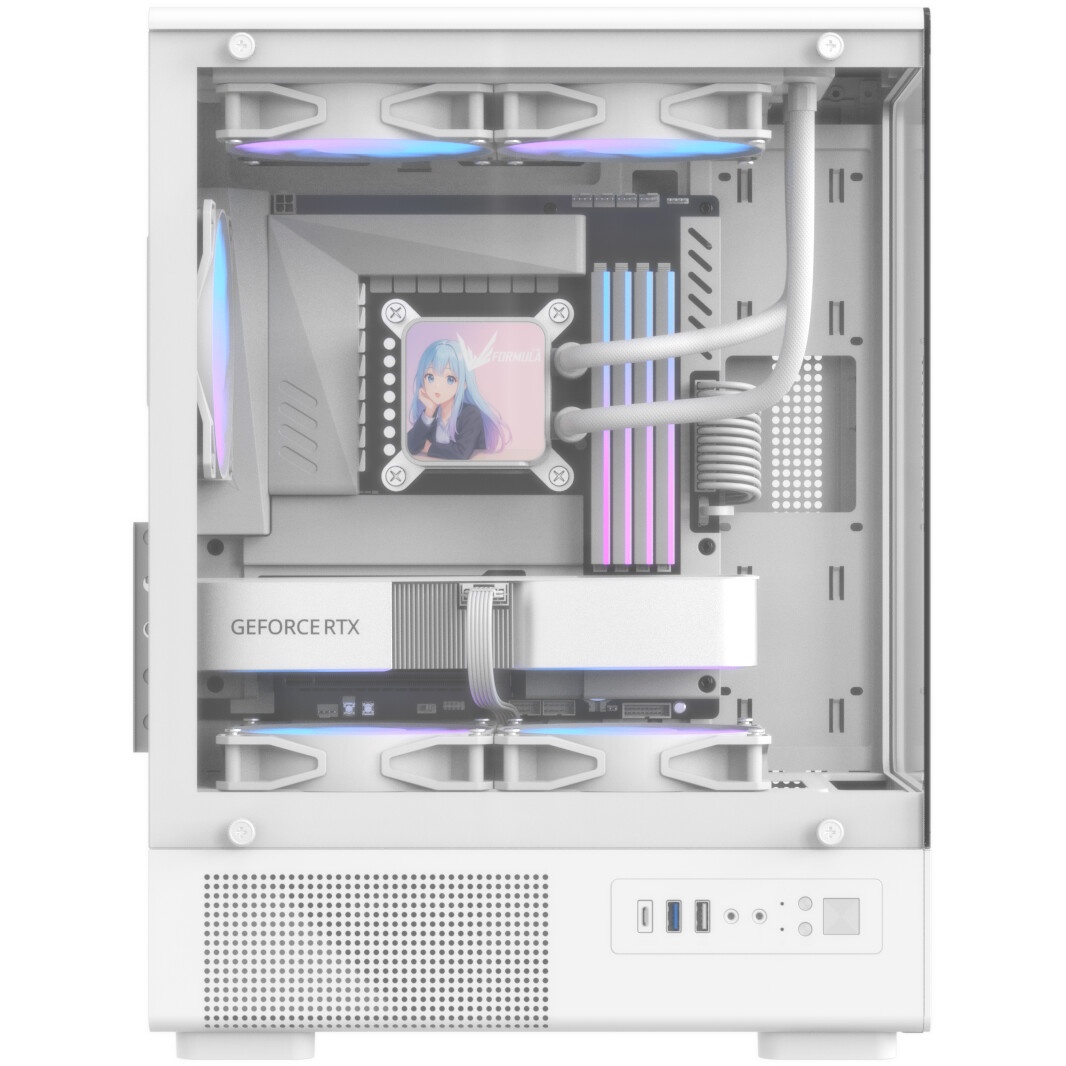 Корпус Formula Crystal Z1CM v2 белый без БП mATX 5x120mm 1xUSB3.0 audio bott PSU