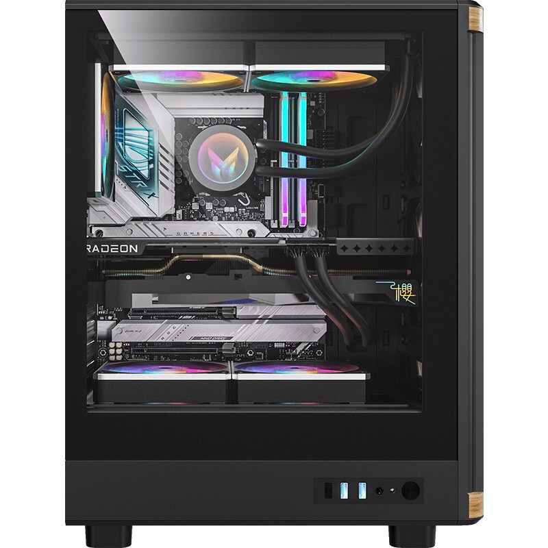 Корпус Formula V Line TimberLine T0 Black, ATX, wood+plastic front, TYPE-C*1, USB3.0*2, FRONT 3x120m