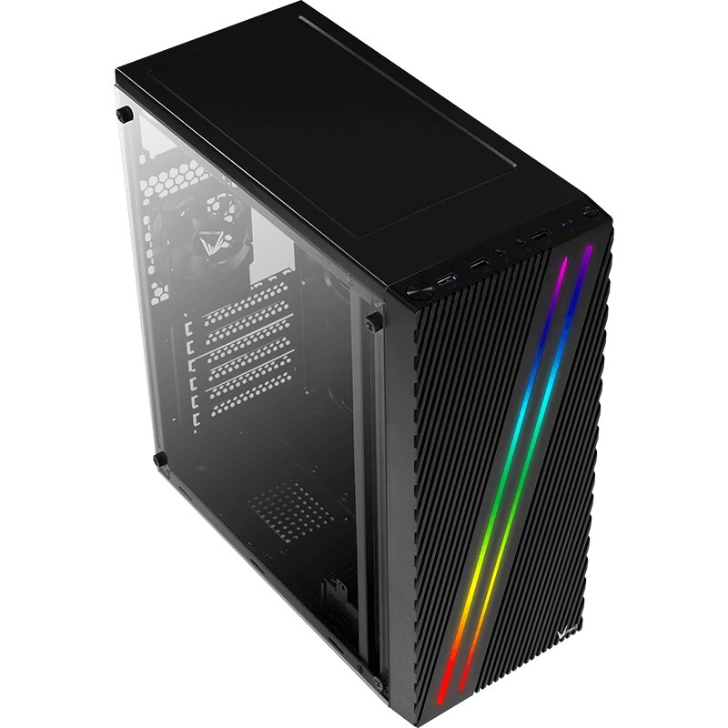 Корпус Formula V Line TimberLine T0 Black, ATX, wood+plastic front, TYPE-C*1, USB3.0*2, FRONT 3x120m