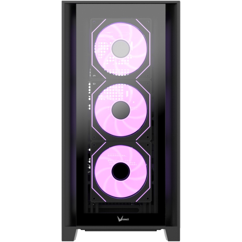 Корпус Formula V Line TimberLine T0 Black, ATX, wood+plastic front, TYPE-C*1, USB3.0*2, FRONT 3x120m