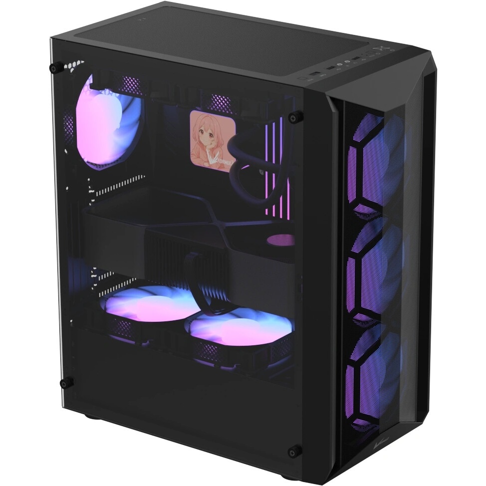 Компьютерный корпус Formula V Line MANA Dynamic Black AR, ATX, TYPE-C*1, USB3.0*2, FRONT 3x120mm ARG