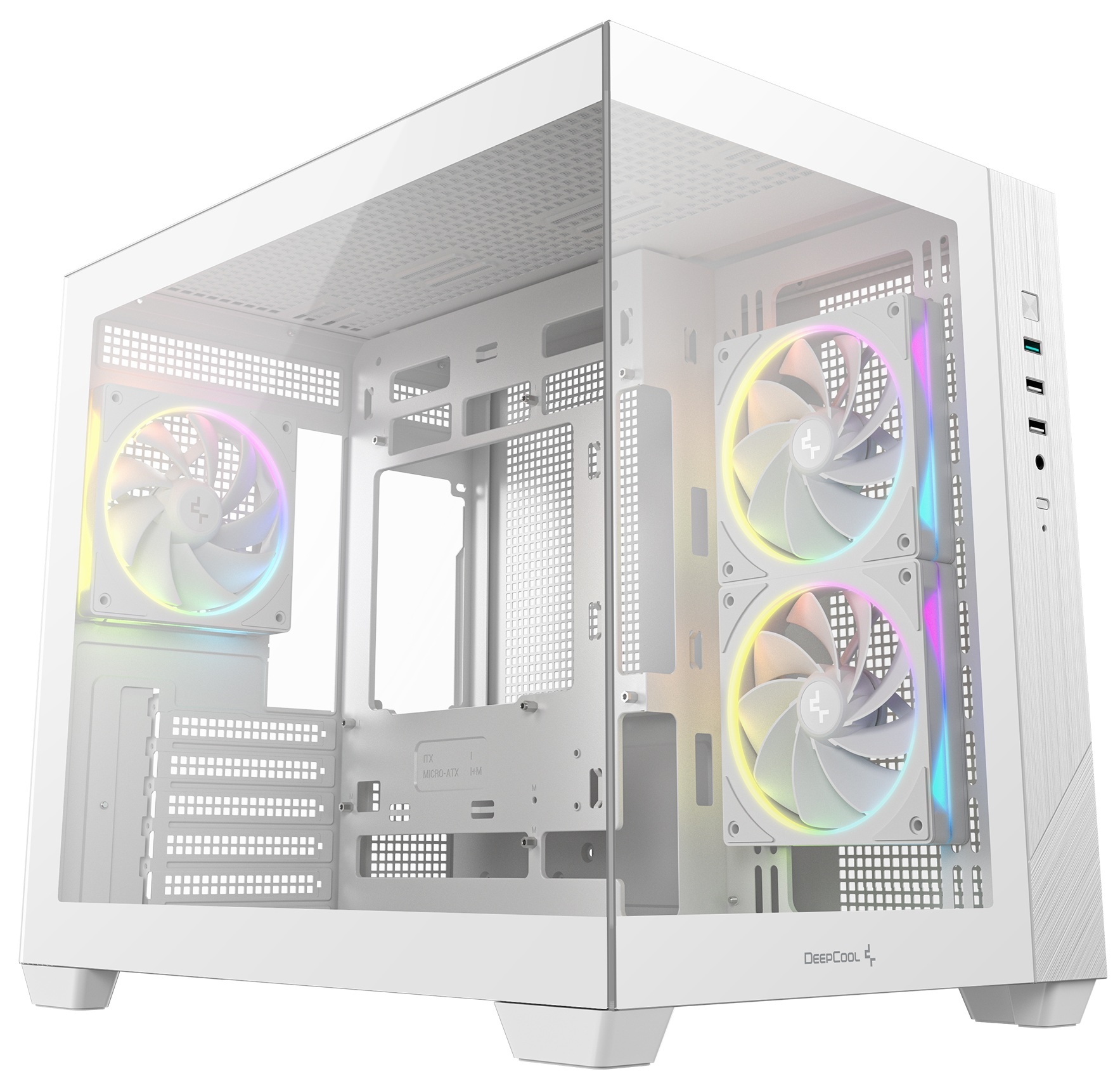 Компьютерный корпус Deepcool CG330 3F WH без БП, боковое окно (панорама), 3x120mm ARGB PWM вентилято