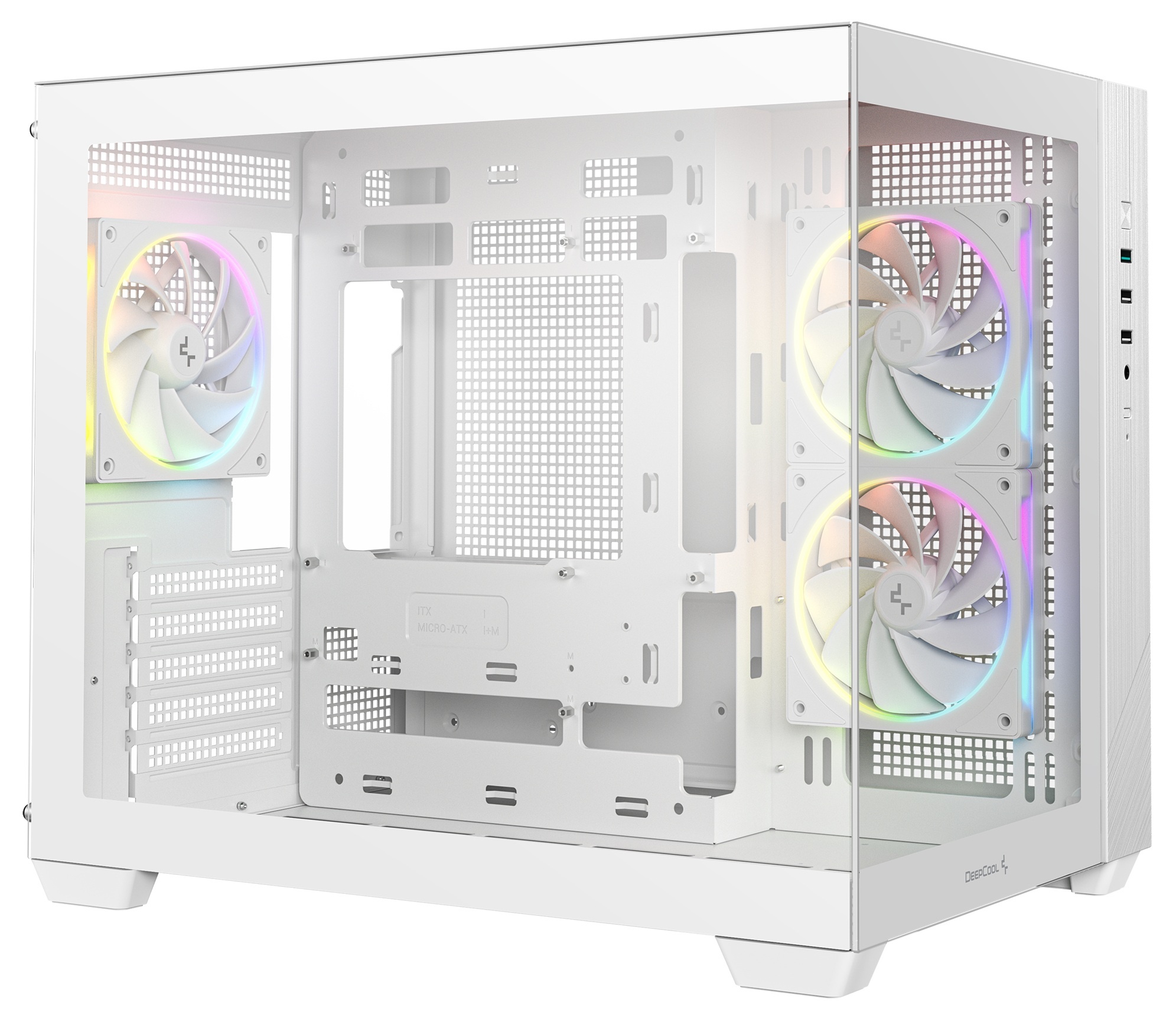 Компьютерный корпус Deepcool CG330 3F WH без БП, боковое окно (панорама), 3x120mm ARGB PWM вентилято