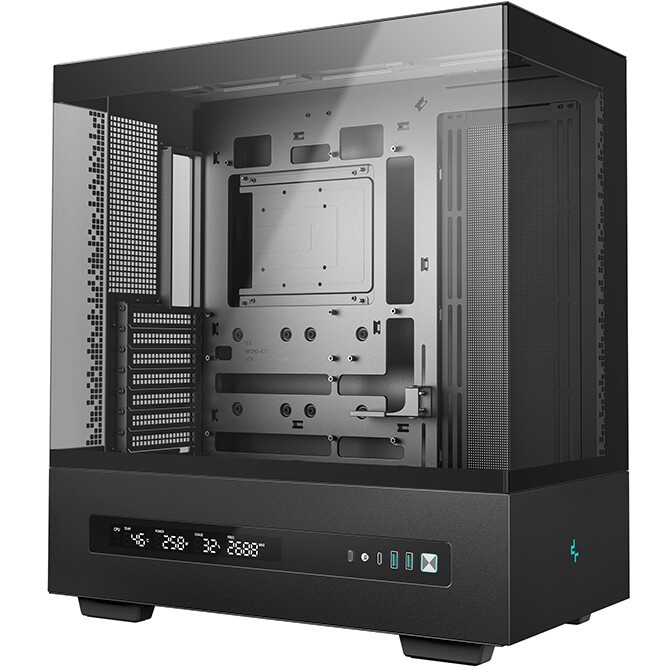 Корпус ATX Eurocase M4801 black, без БП, закаленное стекло 2 стороны