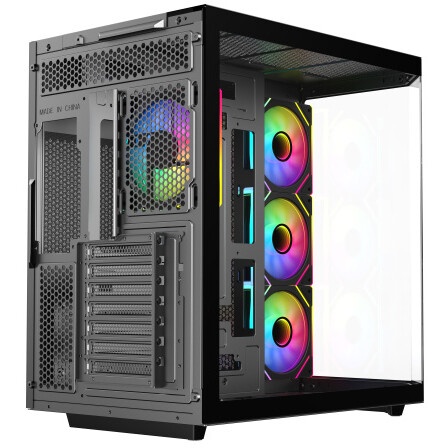 Корпус ATX Eurocase M4801 black, без БП, закаленное стекло 2 стороны