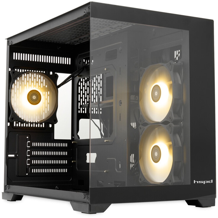 Корпус mATX Eurocase M2771 black, без БП, закаленное стекло 2 стороны