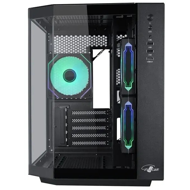 Корпус mATX Eurocase M2771 black, без БП, закаленное стекло 2 стороны