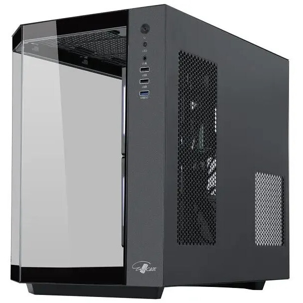 Корпус mATX Eurocase M2771 black, без БП, закаленное стекло 2 стороны