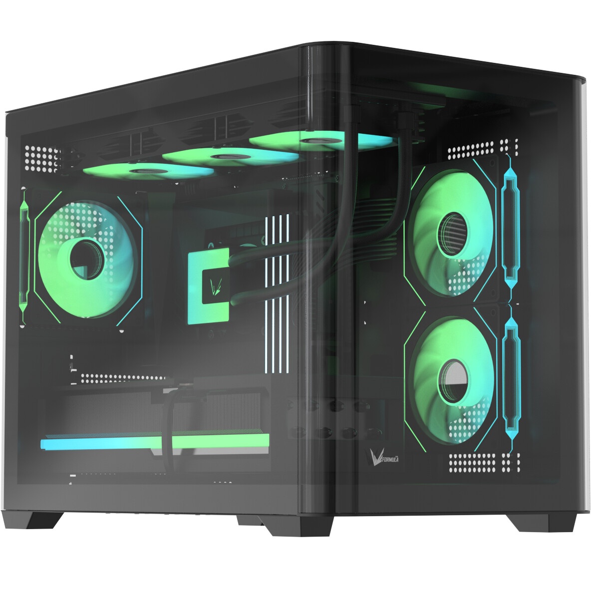 Корпус mATX Eurocase M2771 black, без БП, закаленное стекло 2 стороны