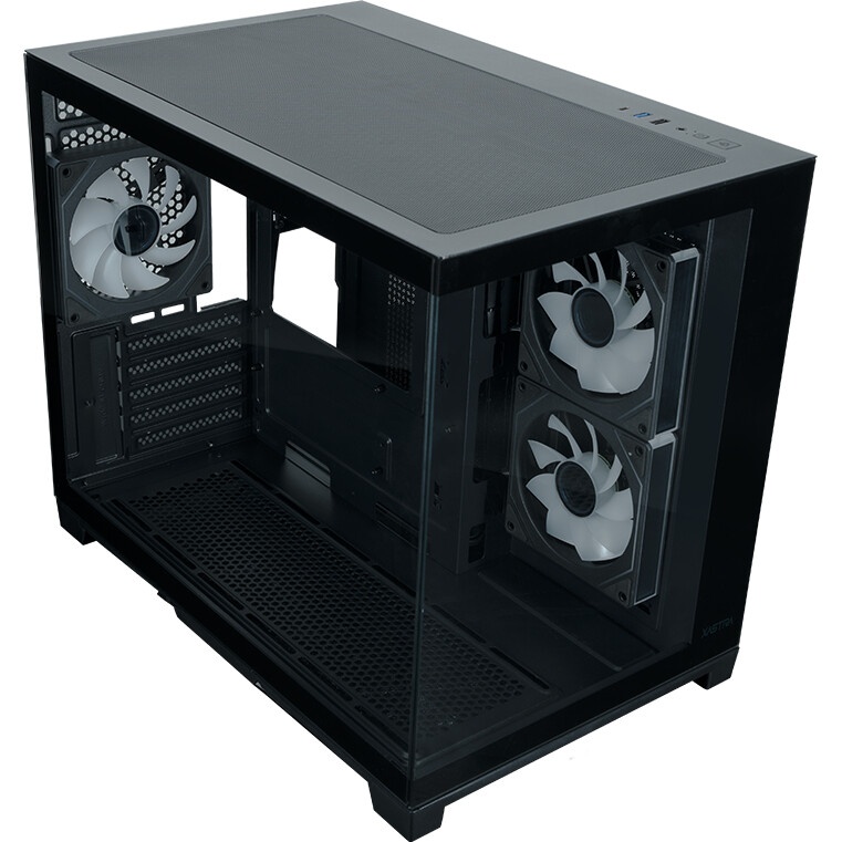 Корпус mATX Eurocase M2771 black, без БП, закаленное стекло 2 стороны