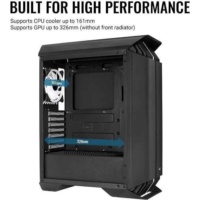 Корпус ATX AeroCool Bionic-G-BK-v2 4710562758672 черный, без БП, 2*USB 3.0, USB 2.0, HD Audio