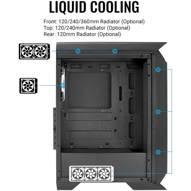 Корпус ATX AeroCool Bionic-G-BK-v2 4710562758672 черный, без БП, 2*USB 3.0, USB 2.0, HD Audio