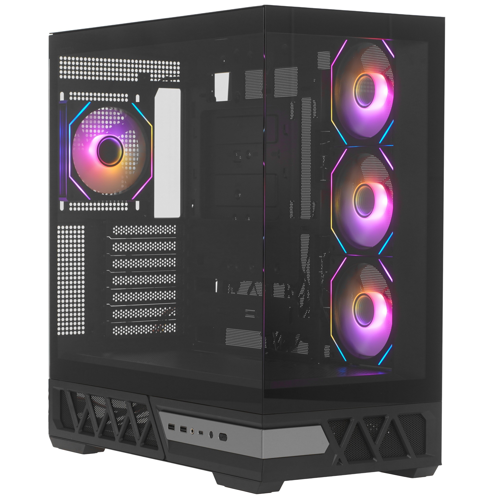 Компьютерный корпус XASTRA Q700 4ARGB-C10-UC Black ATX/Aquarium/Screewless/4x120mm ARGB PWM mirror f