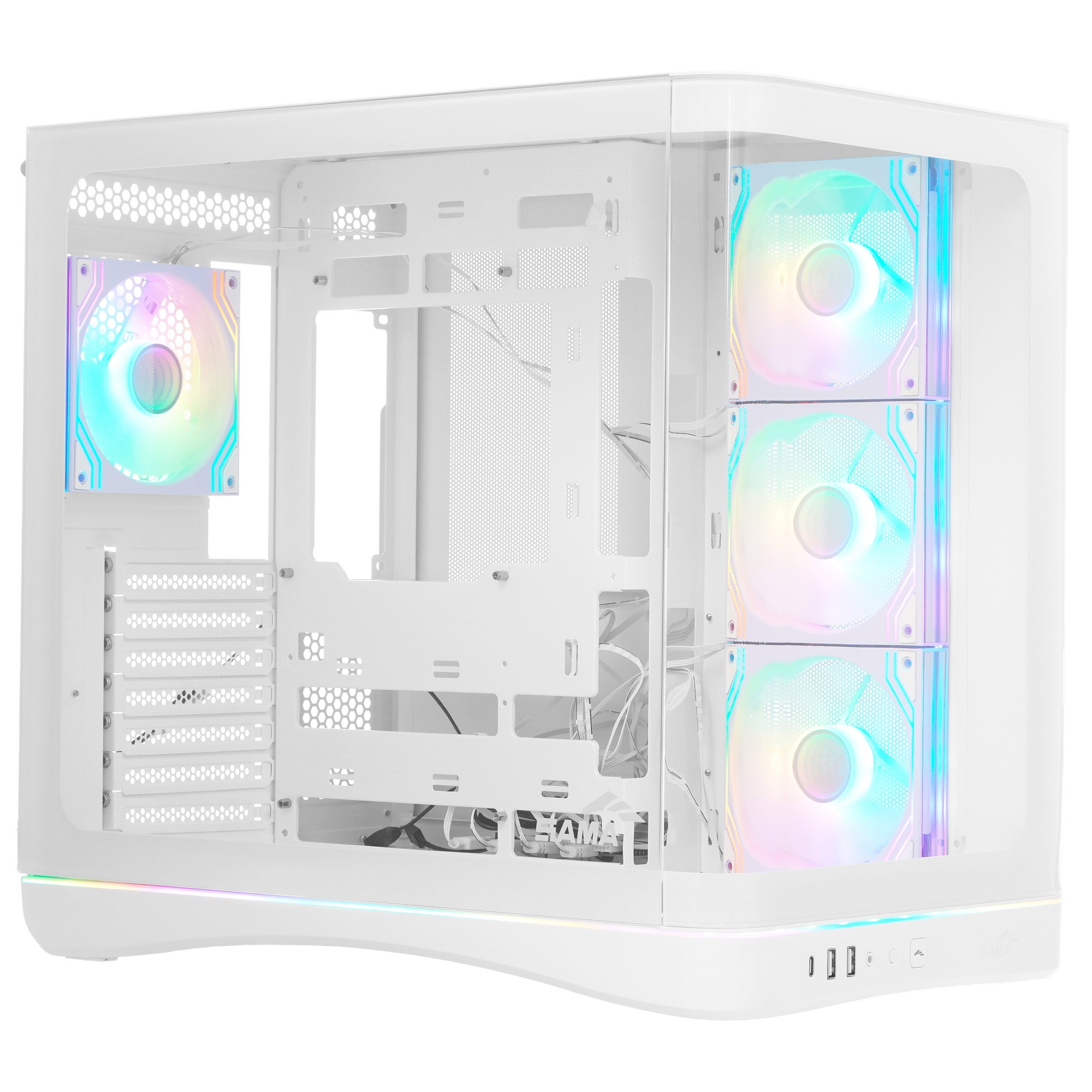 Корпус ПК без блока питания/ Case SAMA V62S White, Midi-Tower, TG, 4x120mm ARGB, 2xUSB 3.0 + 1xUSB 3