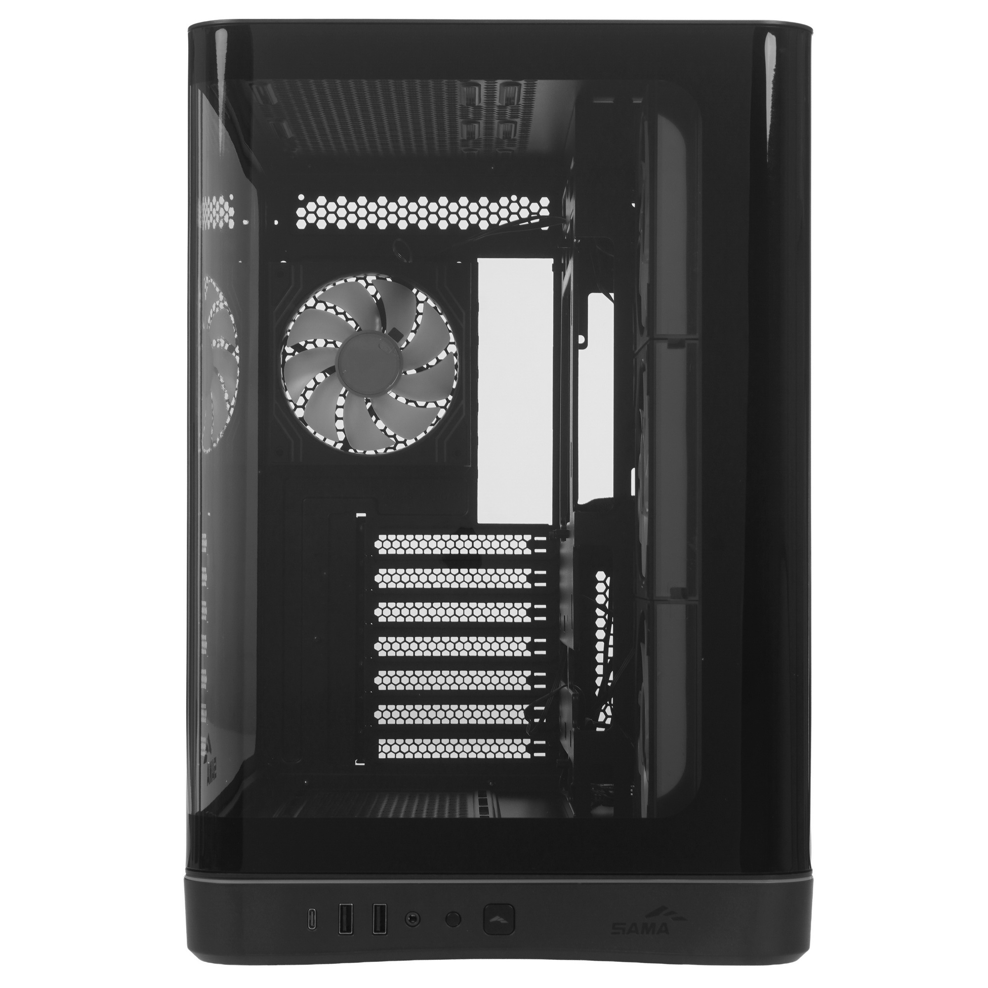 Корпус ПК без блока питания/ Case SAMA V62S Black, Midi-Tower, TG, 4x120mm ARGB, 2xUSB 3.0 + 1xUSB 3