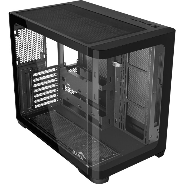 Корпус ПК без блока питания/ Case SAMA V60E Black, Midi-Tower, TG, no fans, 2xUSB 3.0 + 1xUSB 3.2 Ty