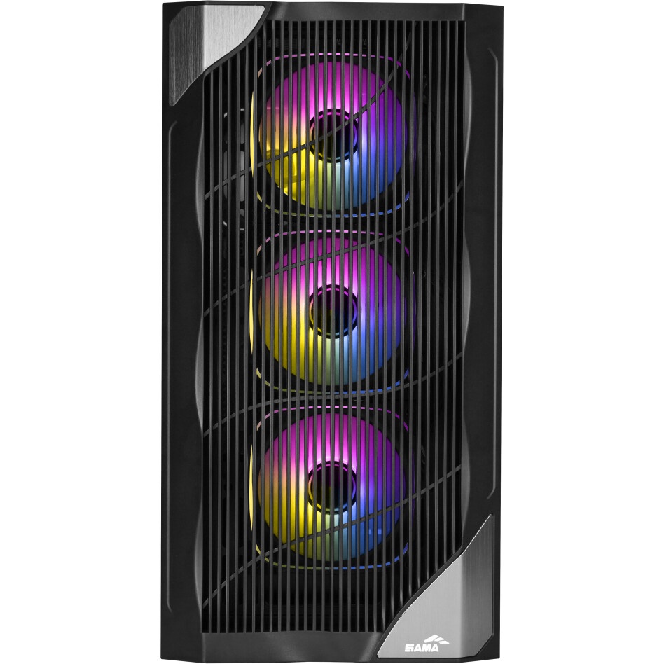 Корпус ПК без блока питания/ Case SAMA V42 Black, Midi-Tower, TG, 4x120mm ARGB, 2xUSB 3.0 + 1xUSB 3.