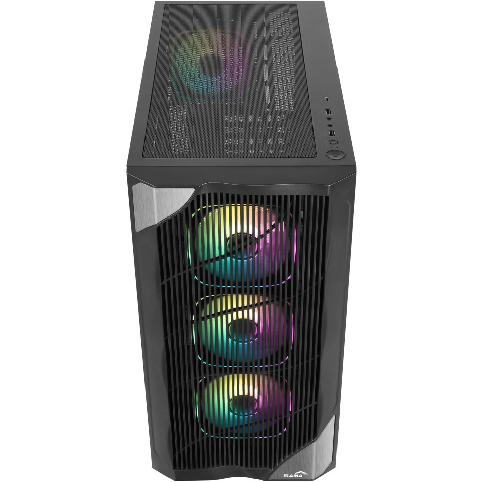 Корпус ПК без блока питания/ Case SAMA V42 Black, Midi-Tower, TG, 4x120mm ARGB, 2xUSB 3.0 + 1xUSB 3.