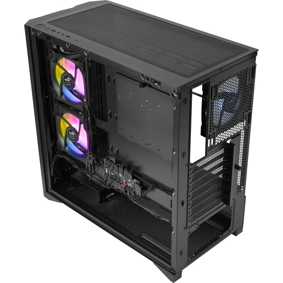 Корпус ПК без блока питания/ Case SAMA V42 Black, Midi-Tower, TG, 4x120mm ARGB, 2xUSB 3.0 + 1xUSB 3.