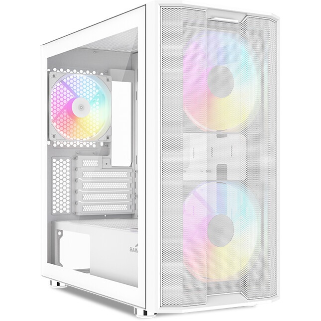 Корпус ПК без блока питания/ Case SAMA S30 White, Midi-Tower, TG, 2x140mm + 1x120mm ARGB, 1xUSB 3.0
