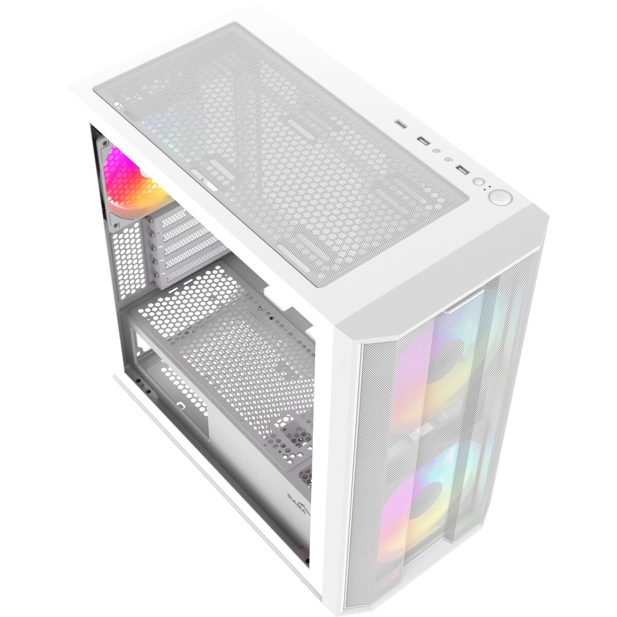 Корпус ПК без блока питания/ Case SAMA S30 White, Midi-Tower, TG, 2x140mm + 1x120mm ARGB, 1xUSB 3.0