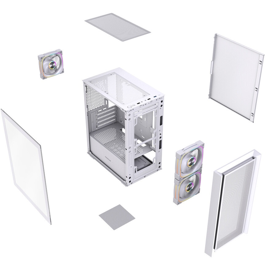 Корпус ПК без блока питания/ Case SAMA S30 White, Midi-Tower, TG, 2x140mm + 1x120mm ARGB, 1xUSB 3.0