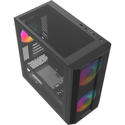 Корпус ПК без блока питания/ Case SAMA S30 Black, Midi-Tower, TG, 2x140mm + 1x120mm ARGB, 1xUSB 3.0