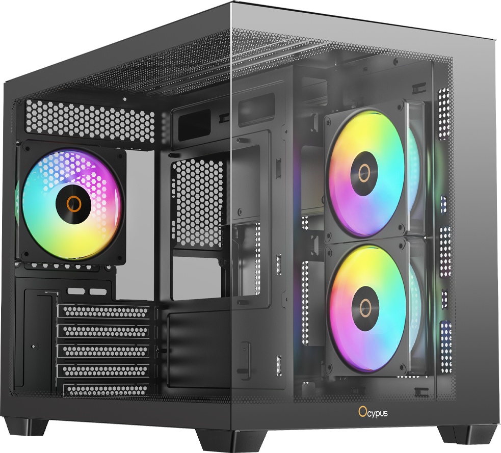 Корпус ПК без блока питания Case Ocypus Gamma C54 BK ARGB, Midi-Tower, TG, 3x120mm ARGB, 1xUSB-A 3.0