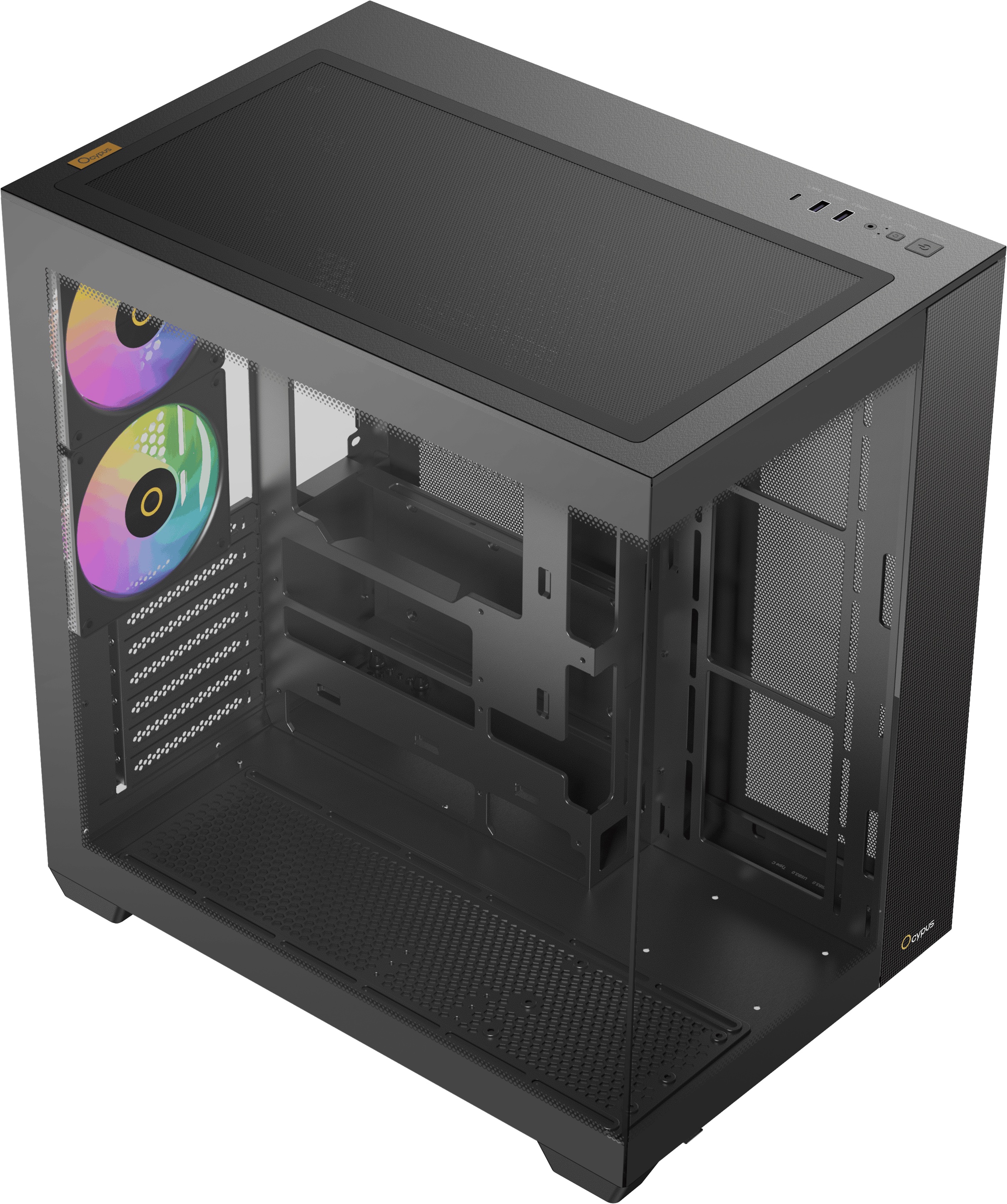 Корпус ПК без блока питания Case Ocypus Delta C74 BK ARGB, Midi-Tower, TG, 2x120mm ARGB, 2xUSB-A 3.0