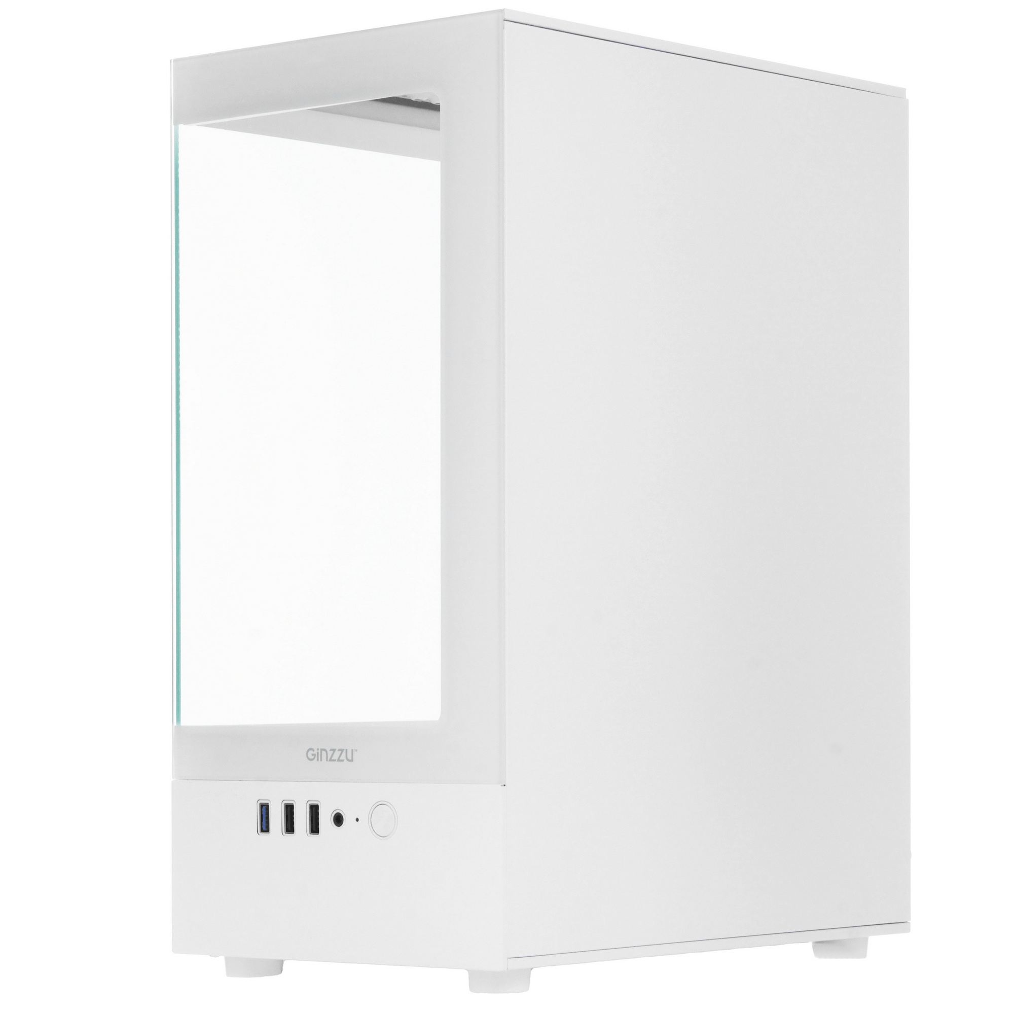Корпус Ginzzu CL480 mATX передняя панель Стекло Белый