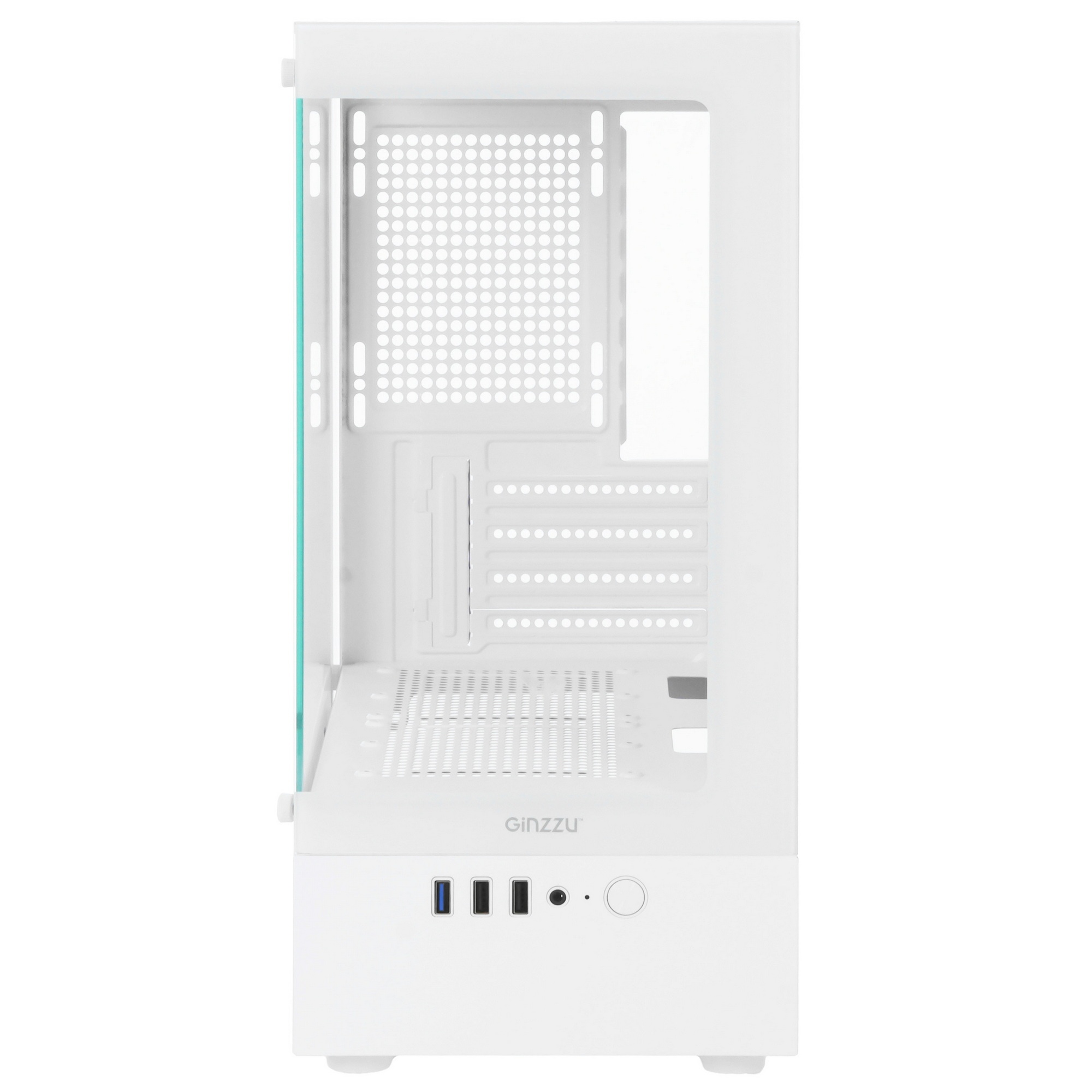 Корпус Ginzzu CL480 mATX передняя панель Стекло Белый