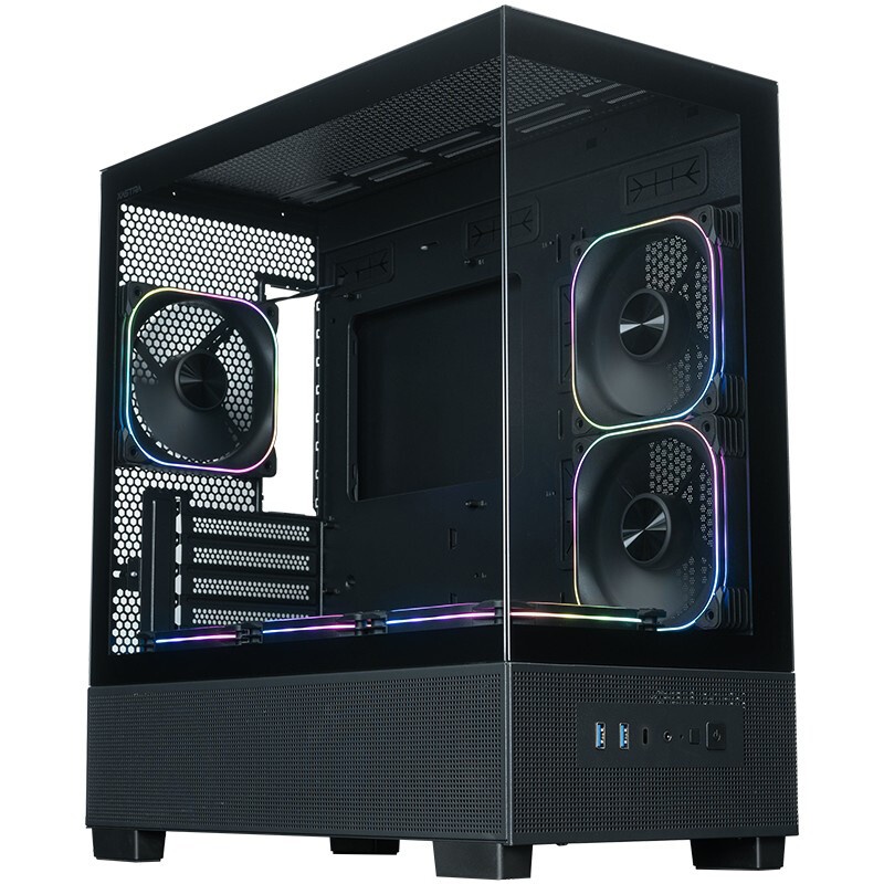Компьютерный корпус XASTRA Q500M 3ARGB-FG-C10-UC Black mATX/Aquarium/Screewless/ 3x120mm ARGB PWM FG