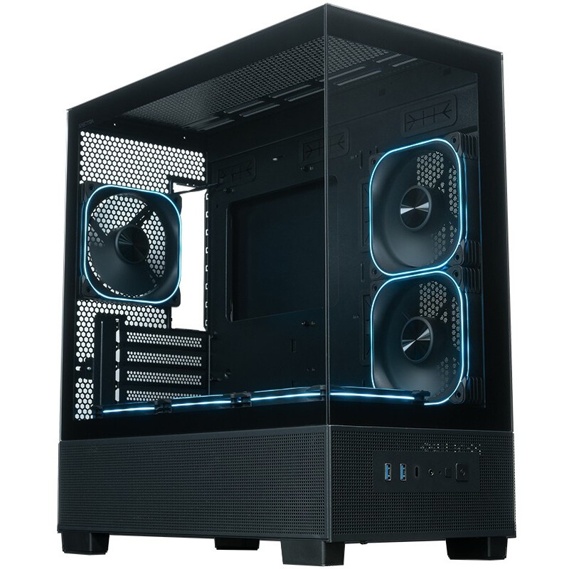 Компьютерный корпус XASTRA Q500M 3ARGB-FG-C10-UC Black mATX/Aquarium/Screewless/ 3x120mm ARGB PWM FG
