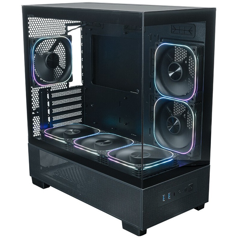 Компьютерный корпус XASTRA Q500M 3ARGB-FG-C10-UC Black mATX/Aquarium/Screewless/ 3x120mm ARGB PWM FG
