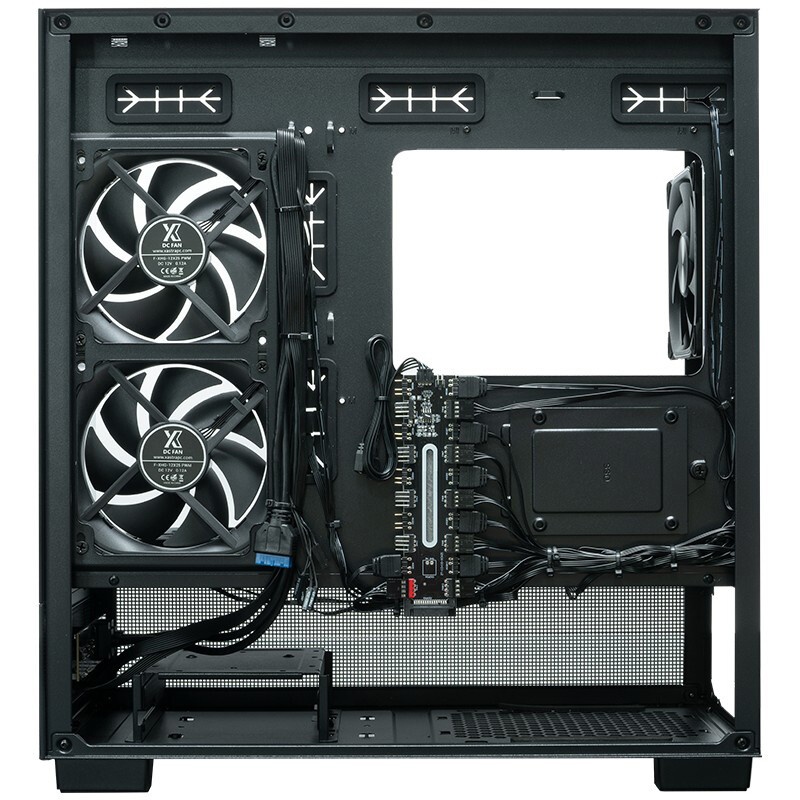 Компьютерный корпус XASTRA Q500M 3ARGB-FG-C10-UC Black mATX/Aquarium/Screewless/ 3x120mm ARGB PWM FG