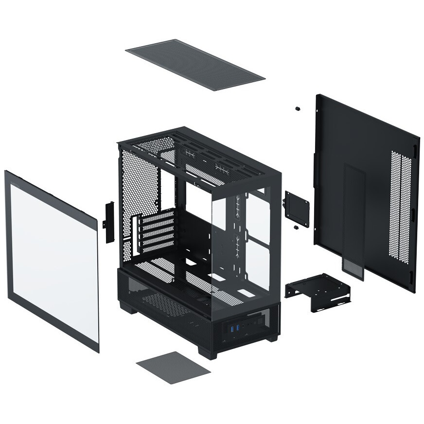 Компьютерный корпус XASTRA Q500M 3ARGB-FG-C10-UC Black mATX/Aquarium/Screewless/ 3x120mm ARGB PWM FG