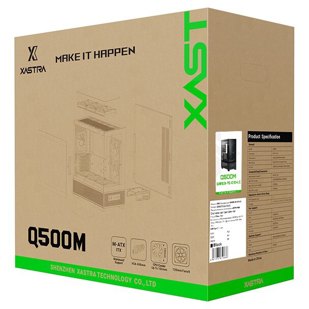 Компьютерный корпус XASTRA Q500M 3ARGB-FG-C10-UC Black mATX/Aquarium/Screewless/ 3x120mm ARGB PWM FG