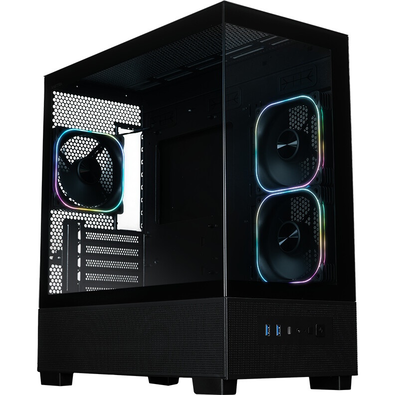 Компьютерный корпус XASTRA Q500M 3ARGB-FG-C10-UC Black mATX/Aquarium/Screewless/ 3x120mm ARGB PWM FG
