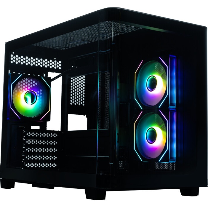 Компьютерный корпус XASTRA Q500M 3ARGB-FG-C10-UC Black mATX/Aquarium/Screewless/ 3x120mm ARGB PWM FG