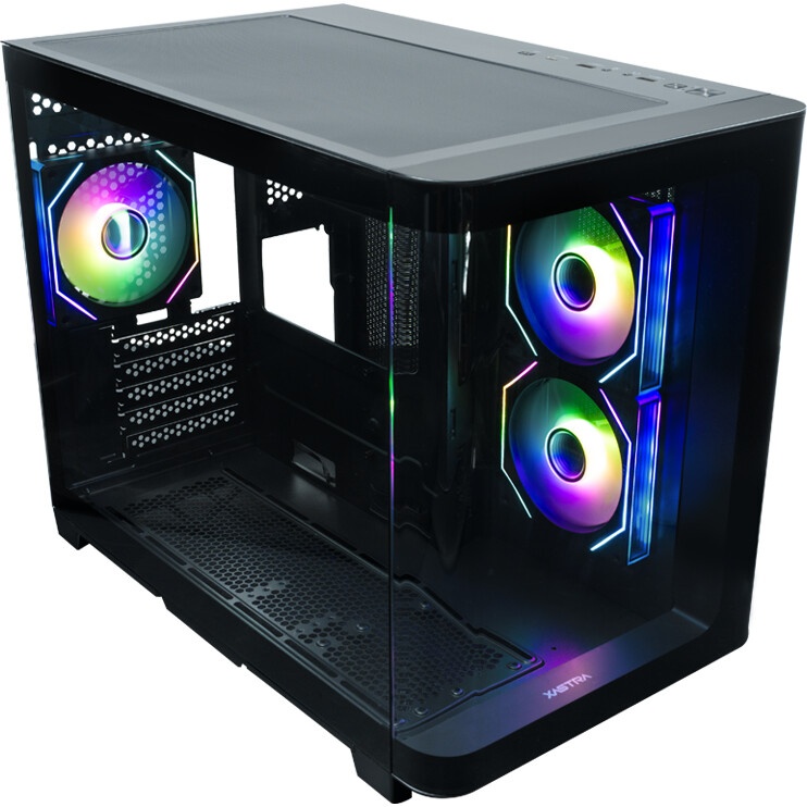 Компьютерный корпус XASTRA Q500M 3ARGB-FG-C10-UC Black mATX/Aquarium/Screewless/ 3x120mm ARGB PWM FG