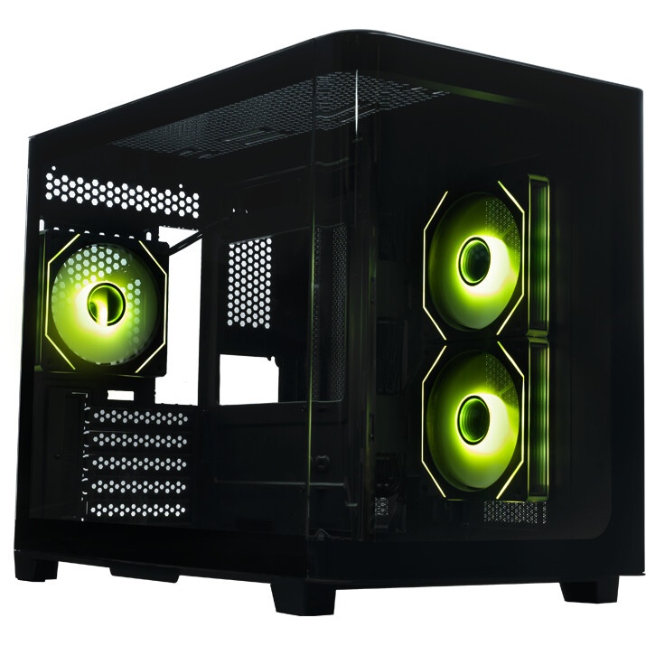 Компьютерный корпус XASTRA Q500M 3ARGB-FG-C10-UC Black mATX/Aquarium/Screewless/ 3x120mm ARGB PWM FG
