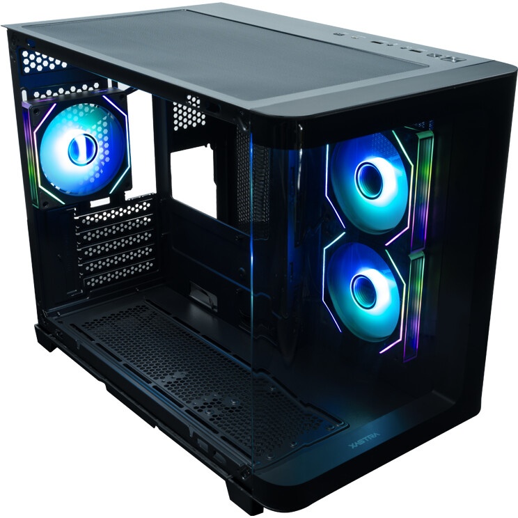 Компьютерный корпус XASTRA Q500M 3ARGB-FG-C10-UC Black mATX/Aquarium/Screewless/ 3x120mm ARGB PWM FG