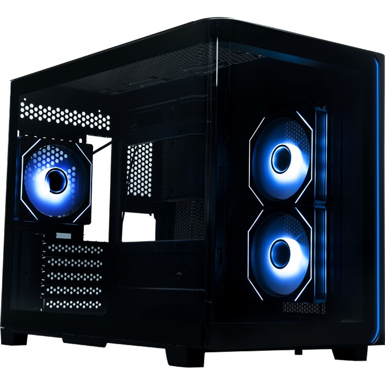 Компьютерный корпус XASTRA Q500M 3ARGB-FG-C10-UC Black mATX/Aquarium/Screewless/ 3x120mm ARGB PWM FG