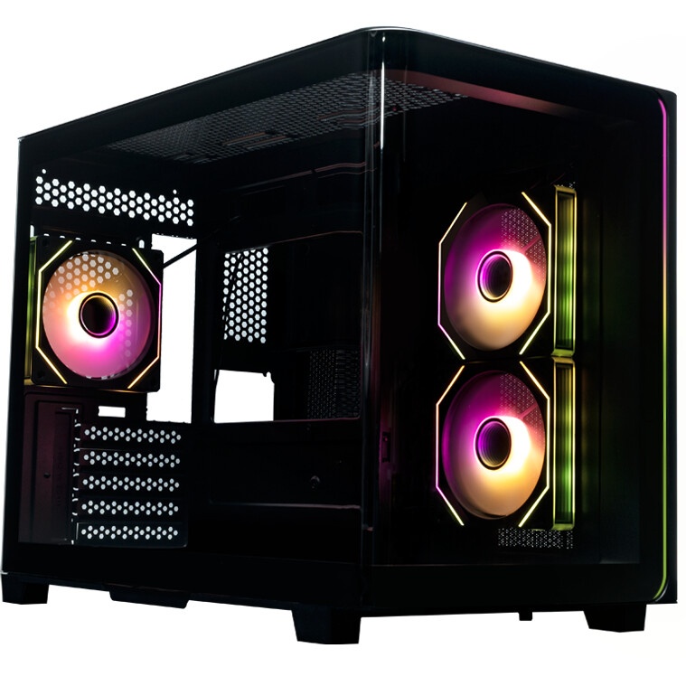 Компьютерный корпус XASTRA Q500M 3ARGB-FG-C10-UC Black mATX/Aquarium/Screewless/ 3x120mm ARGB PWM FG