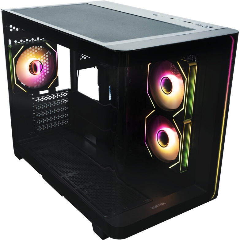 Компьютерный корпус XASTRA Q500M 3ARGB-FG-C10-UC Black mATX/Aquarium/Screewless/ 3x120mm ARGB PWM FG